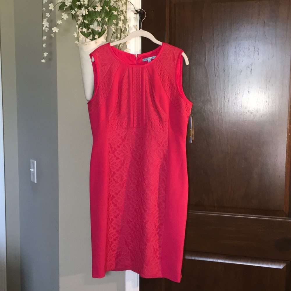 ANTONIO MELANI Bold Red Sleeveless Midi Dress